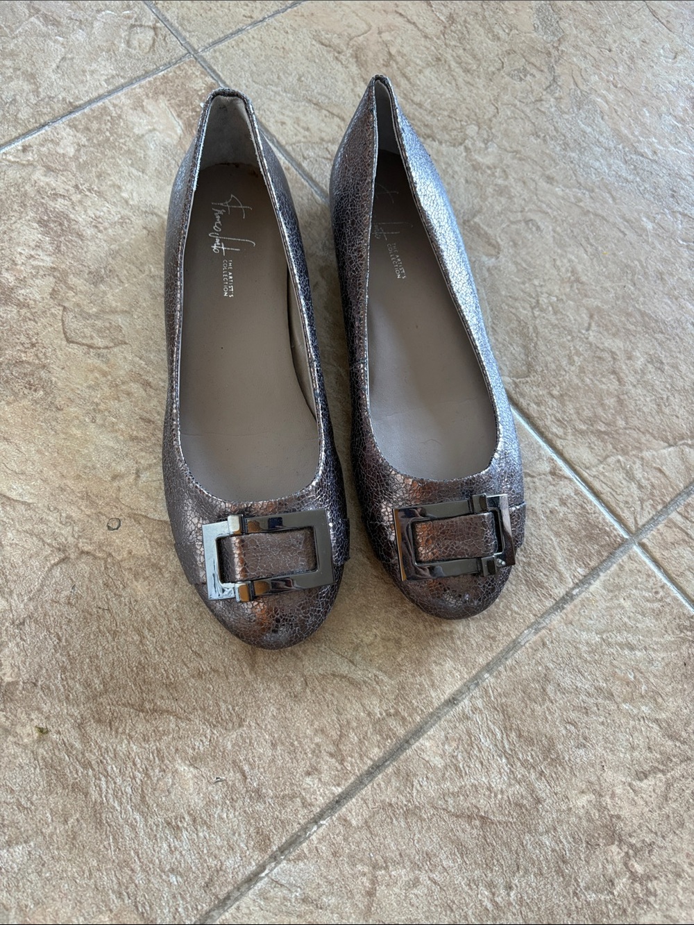NWOT Franco Sarto Metallic Bronze Buckle Ballet Flats